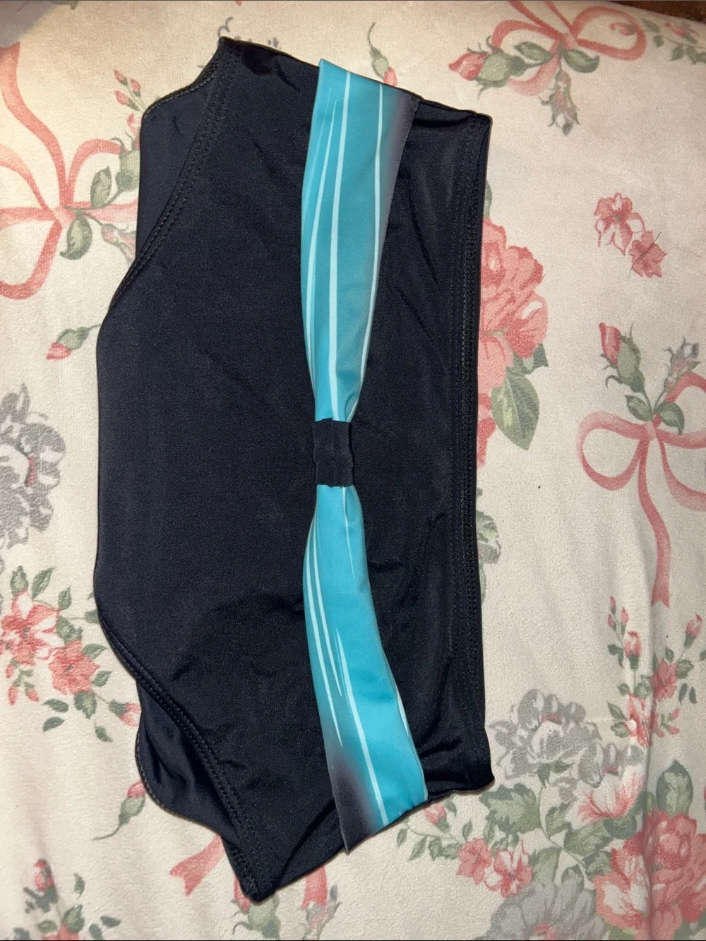 High-Waist Swim Briefs with Aqua Stripe